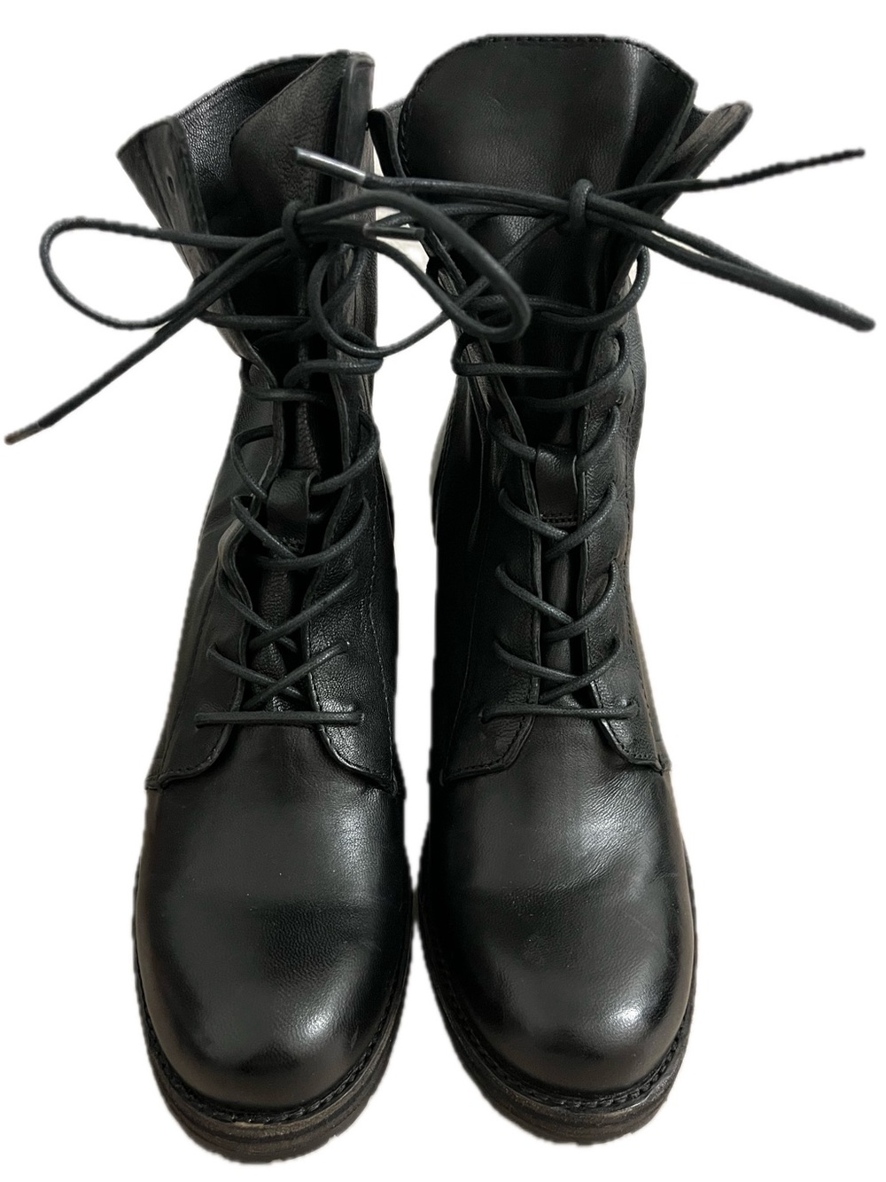 Frye Black Lace-Up Leather Combat Boots - Women's Size 8